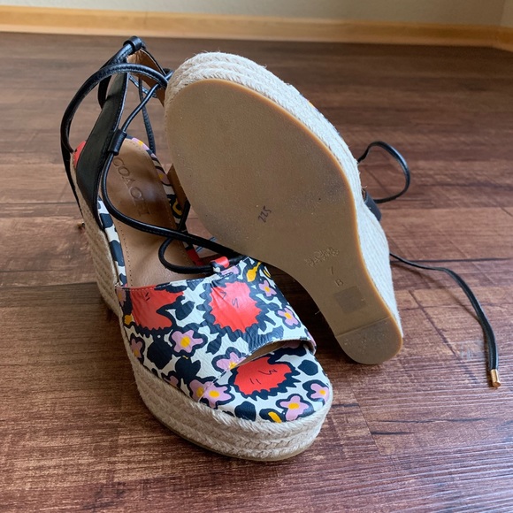 Colorful flower print 7B gladiator straps wedges - Picture 5 of 8